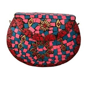 RAMLA mosaic handbag with chain strap handmade in Morocco NWOT